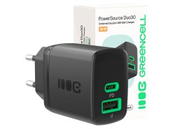 Green Cell PowerSource Duo30 carregador USB/USB-C preto, adaptador de corrente 30 W com Power Delivery