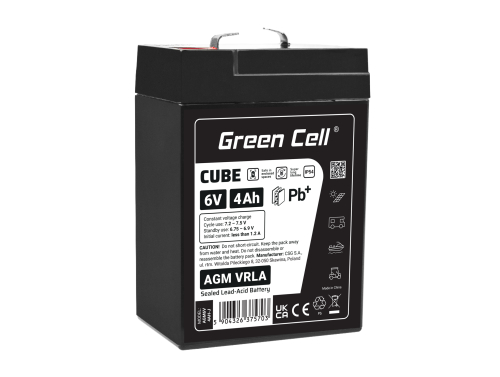 Green Cell CUBE AGM IP54 6V 4Ah Bateria de chumbo livre de manutenção para trator e carro