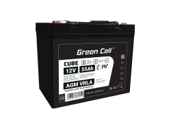 Green Cell CUBE AGM IP54 12V 55Ah Bateria de chumbo livre de manutenção para barcos e botes