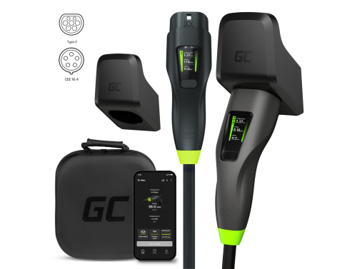 Green Cell GC Habu Carregador Móvel EV 11kW 7m Tipo 2 CEE 16A Wallbox com App + Habu Holder - suporte para cabo de carga EV
