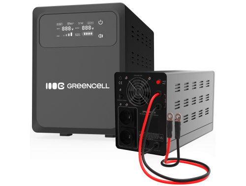Greencell Fonte de Alimentação Ininterrupta AVR UPS 800VA 500W PowerCore 12 VDC com visor LCD
