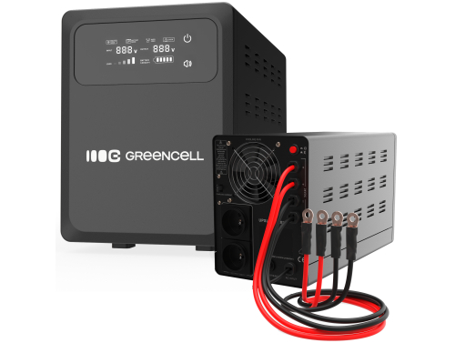 Greencell Fonte de Alimentação Ininterrupta AVR UPS 1500VA 1000W PowerCore 12 VDC com visor LCD