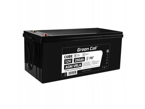 Green Cell AGM VRLA 12V 200Ah bateria sem manutenção para autocaravana, fotovoltaica, painéis solares, barcos.