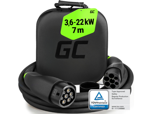 GC Snap Cabo de Carga Tipo 2 EV 11kW 22kW 7m para Tesla Model 3 S X Y, Kia EV6, Hyundai IONIQ 5, BMW i3, Ford Mach-E