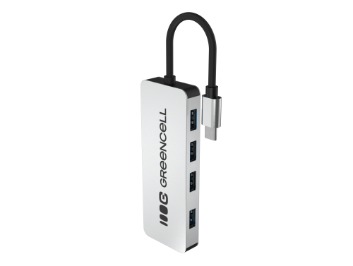Adapter Basic HUB Greencell USB-C 4in1 (4×USB-A 3.0) – szybki transfer do 5 Gb/s