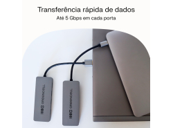 Adaptador Basic HUB Greencell USB-A 4in1 (4×USB 3.0) – transferência rápida de 5 Gb/s, estrutura de alumínio