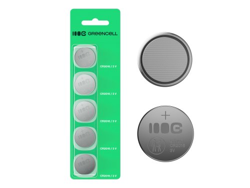 Greencell Blister 5x bateria litosa CR2016 3V 80mAh guzikowa para chave, relógio, controle remoto, balança