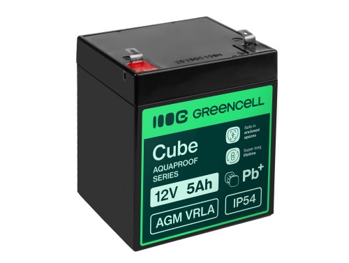Greencell AGM VRLA 12V 5Ah bateria sem manutenção para caixa brinquedo câmera (91x70x102mm)