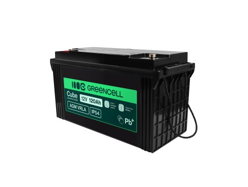 Greencell AGM VRLA 12V 120Ah bateria sem manutenção para barcos, fotovoltaica e painéis solares (173x406x233mm)