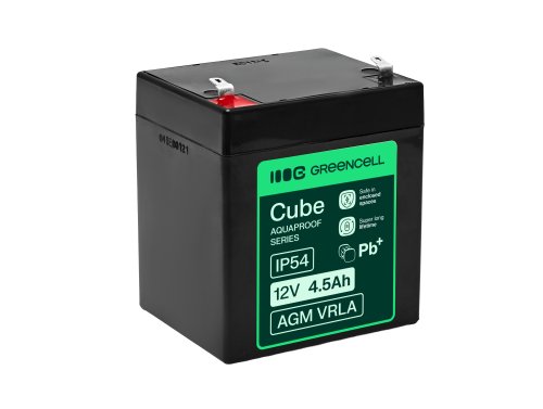 Greencell AGM VRLA 12V 4.5Ah bateria sem manutenção para caixa registradora, brinquedos, câmeras (90x70x106mm)