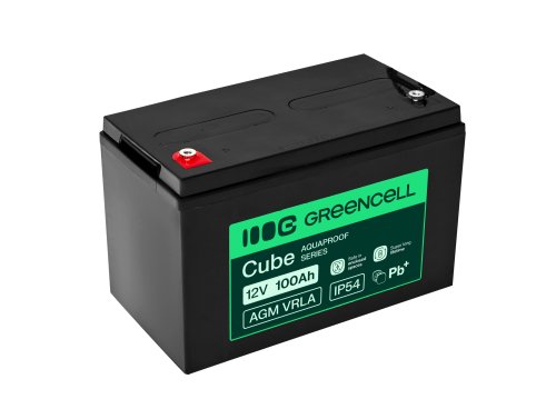 Greencell AGM VRLA 12V 100Ah bateria sem manutenção para fontes de UPS, balanças, camper (332x175x220mm)