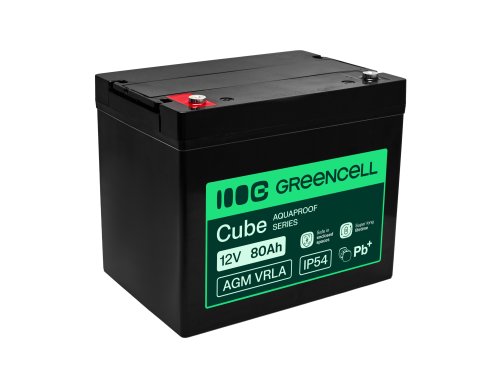 Greencell AGM VRLA 12V 80Ah bateria sem manutenção para UPS, balanças, camper (260x168x216mm)