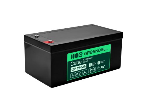 Greencell AGM VRLA 12V 250Ah acumulador sem manutenção para barcos, fotovoltaica, painéis solares (520x268x225mm)