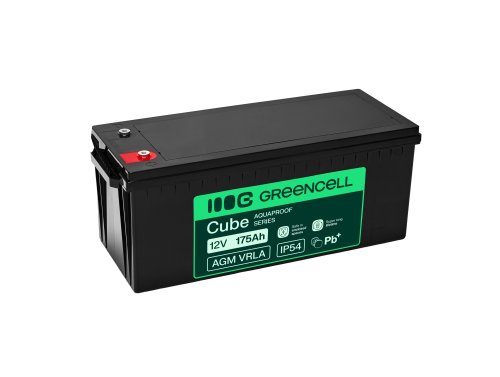 Greencell AGM VRLA 12V 175Ah bateria sem manutenção para barcos, fotovoltaica, painéis solares (532x207x220mm)