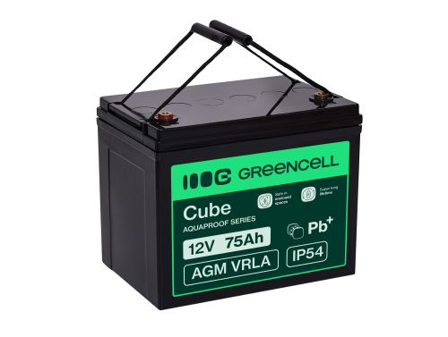 Green Cell CUBE AGM IP54 12V 75Ah Bateria de chumbo livre de manutenção para motor elétrico e autocaravana