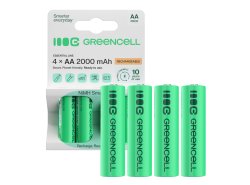4x Pilhas recarregáveis AA R6 2000mAh Ni-MH Baterias Green Cell