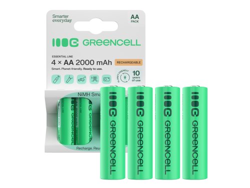 4x Pilhas recarregáveis AA R6 2000mAh Ni-MH Baterias Green Cell
