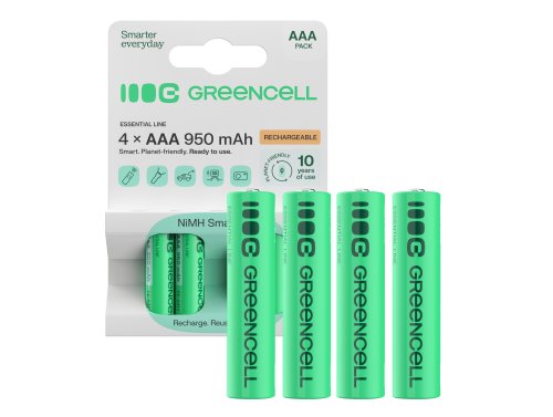 4x Pilhas recarregáveis AAA R3 950mAh Ni-MH Baterias Green Cell