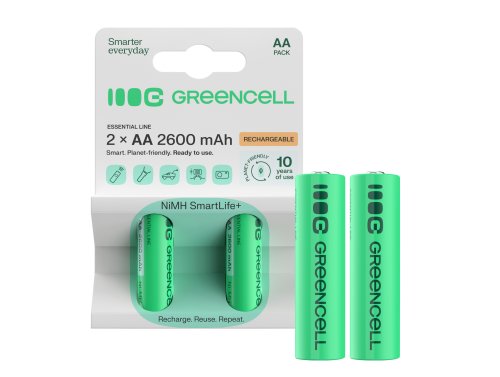 2x Pilhas recarregáveis AA R6 2600mAh Ni-MH Baterias Green Cell