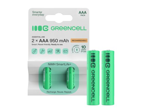 2x Pilhas recarregáveis AAA R3 950mAh Ni-MH Baterias Green Cell