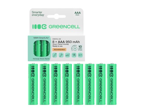 8x Pilhas recarregáveis AAA R3 950mAh Ni-MH Baterias Green Cell